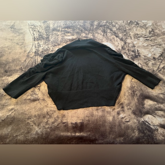 Dots Black Puffy Long Sleeve Cardigan Sweater 100% Cotton Size S (girl) - Picture 2 of 6